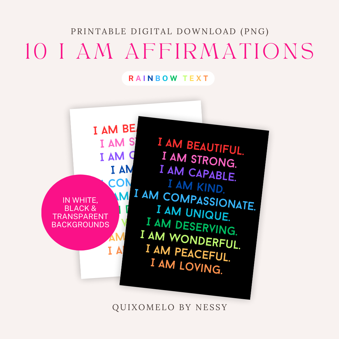 10 I Am Affirmations, Digital Print